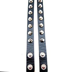 Metal Rivet Black Vegan Leather Goth Bracelets Set of 2 -New